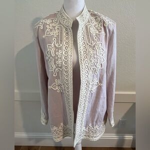 Embellished Bella Tu linen jacket in orchid L